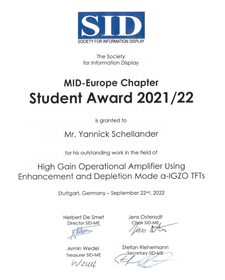 SID Mid-Europe Chapter Student Award 2021/22